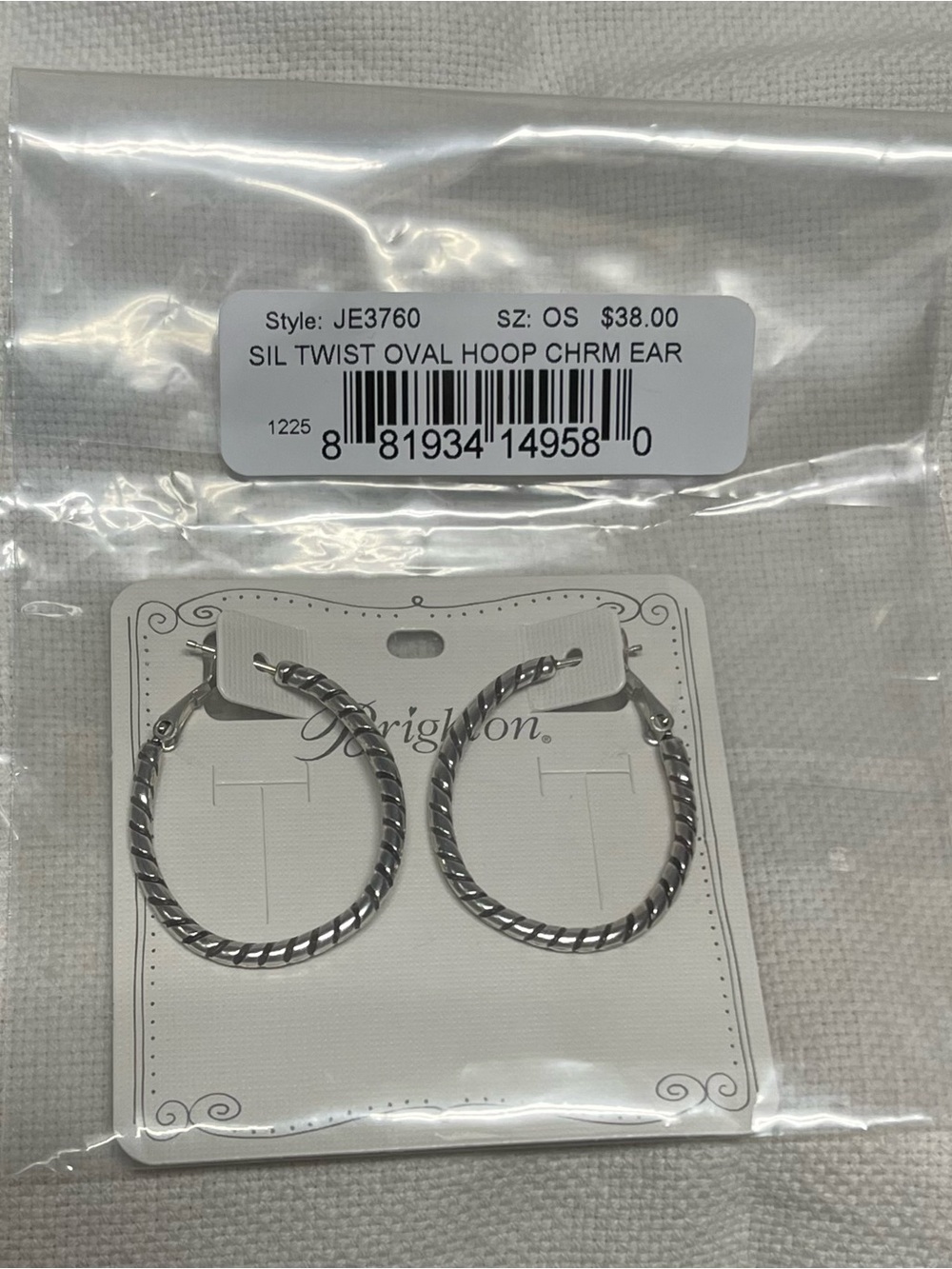 Brighton Silver Twisted Oval Hoop Earrings NWT - Picture 4 of 6